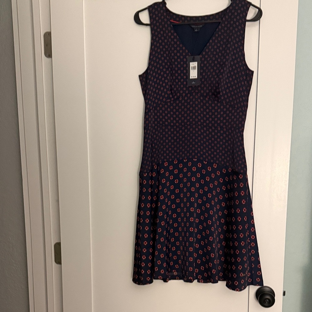 Tommy Hilfiger Navy and Red Midi Dress